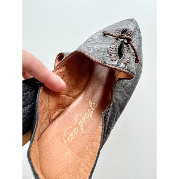 FREE PEOPLE St. Lucia Black Leather Pointed Toe Slip On Babouche Flats, Size 36 - Picture 13 of 14